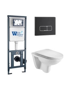 Унитаз подвесной с инсталляцией WeltWasser Marberg 410 + Baarbach 004 GL-WT + Mar 410 SE MT-BL Weltwasser
