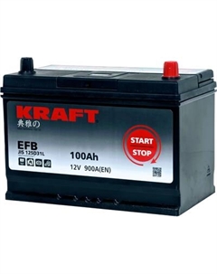 Автомобильный аккумулятор KrafT EFB Asia 100 JR 900A с бортом / EFB-D31 Kraft