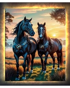 Картина по номерам Молли Пара лошадей на закате 40x50 / LHR0033 Molli