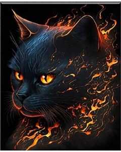 Картина по номерам Флюид Кот с огненными глазами 40x50 / BHR0558