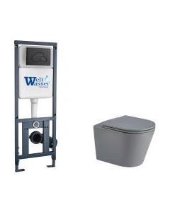 Унитаз подвесной с инсталляцией WeltWasser Marberg 410 + Salzbach 043 MT-GR + Mar 410 RD MT-BL Weltwasser