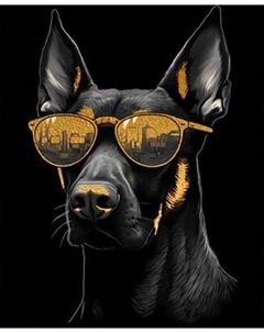 Картина по номерам Флюид Доберман в очках 40x50 / BHR0569