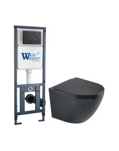 Унитаз подвесной с инсталляцией WeltWasser Marberg 410 + Merzbach 043 MT-BL + Mar 410 RD MT-BL Weltwasser