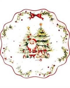 Тарелка столовая обеденная Decor de table Рождественский винтаж / DDT-LH9848-26-1