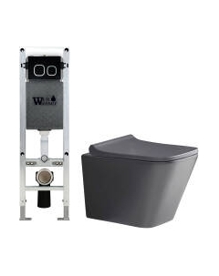 Унитаз подвесной с инсталляцией WeltWasser Amberg 350 ST + Gelbach 041 MT-GR + Amberg RD-BL Weltwasser