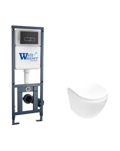 Унитаз подвесной с инсталляцией WeltWasser Marberg 410 + Merzbach 043 MT-WT + Mar 410 SE MT-BL Weltwasser