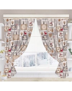 Комплект штор АртПостель Лапландия для кухни с подхватом Ш.145.180 Артпостель