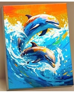 Картина по номерам Флюид Игра дельфинов 40x50 / HR0693