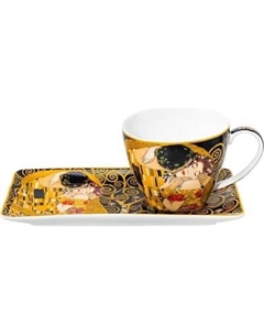 Чашка с блюдцем Elan Gallery Поцелуй на черном / 420729 Elan gallery