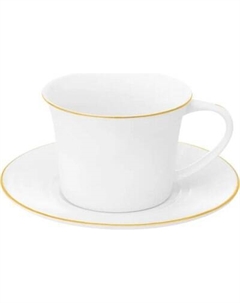 Чашка с блюдцем Elan Gallery Белая с золотом / 420752 Elan gallery