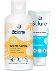 Набор косметики для тела Biolane Солнцезащитный крем SPF 50 200мл+Молочко после загара 100мл