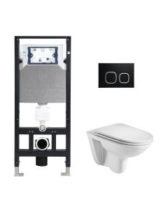 Унитаз подвесной с инсталляцией WeltWasser Amberg 506 + Baarbach 004 GL-WT + Amberg RD-BL Weltwasser