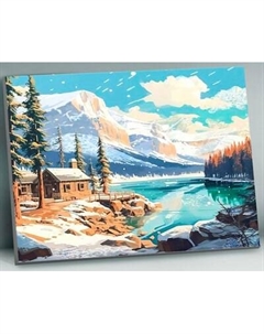 Картина по номерам Флюид Домик у горного озера 40x50 / QHR0001