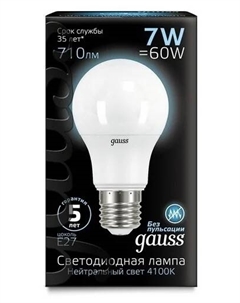 Лампа светодиодная  А60 7Вт Е27 4100К 102502207 Gauss