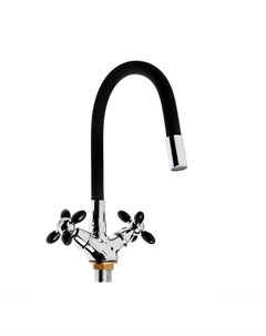 Смеситель для кухни Accoona A4882F-1, двухвентильный, с гибким изливом, черный