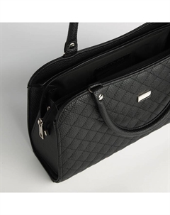 Сумка женская тоут на молнии, 31×10×20 см, однотонная, со стёжкой, чёрная Textura