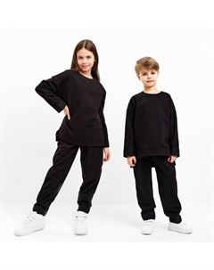 Костюм детский (свитшот, брюки) цвет чёрный, рост 140 см Minaku