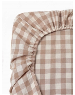 Простыня на резинке 1.5-спальная «» Beige cage, 160×200+30 см, жатый хлопок Этель