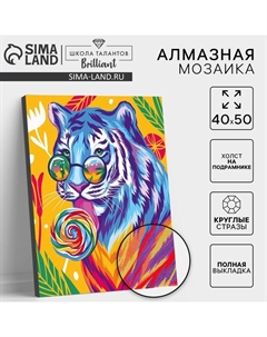 Алмазная вышивка на раме с полным заполнением «Тигр с леденцом», 40 × 50 см Школа талантов