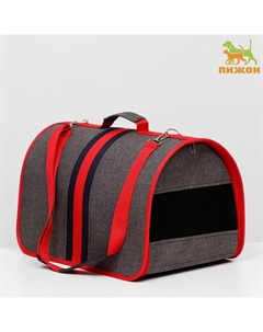 Сумка - переноска для животных, каркасная, складная, 46×28.5×26 см, красно-серая Пижон