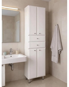 Шкаф - пенал напольный для ванной комнаты «Тура 45», на ножках, 450×300×1810 мм, цвет белый Alterna