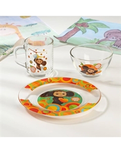 Набор посуды «Чебурашка», 3 предмета: тарелка, салатник, кружка, в подарочной упаковке Nd play