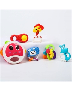 Набор погремушек «Радость малыша», с эластичными деталями, 6 шт, цвет МИКС Крошка я