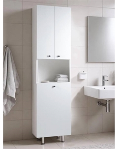 Шкаф - пенал напольный для ванной комнаты «Вега 4503», на ножках, с корзиной для белья, 450×300×1810 мм, цвет белый Logro