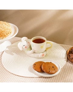 Чайная пара SL Home «Пасхальные кролики», 300 мл, керамика, белая Sima-land home