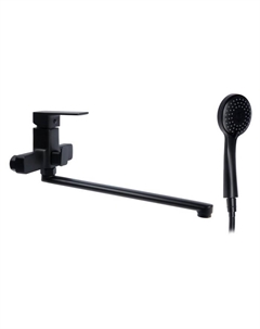 Смеситель для ванны Accoona A71126F, однорычажный, излив 350 мм, душевой набор, черный