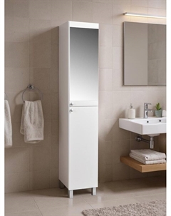 Шкаф - пенал напольный для ванной комнаты «», с зеркалом, 360×360×1950 мм, цвет белый Клик мебель