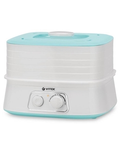 Сушилка для овощей и фруктов Vitek VT-5053, 250 Вт, 5 ярусов, бело-голубая