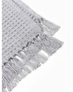Плед с кисточками вафельный «», 130×160 см, светло-серый, вафля 350 г/м² Этель