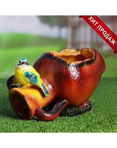 Фигурное кашпо для цветов «Синичка на кувшине», 1.6 л, 25×16×15 см, гипс Хорошие сувениры