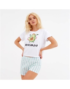 Пижама женская (футболка, шорты) Avacardio, размер 44-46, белая Kaftan