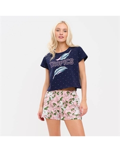 Пижама женская (футболка, шорты) Tropics, размер 44-46 Kaftan