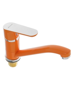 Смеситель для кухни Accoona A4266P, с гайкой, гусак короткий, силумин, оранжевый
