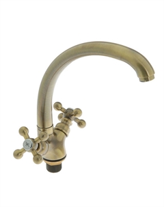 Смеситель для кухни Accoona A4071C, двухвентильный, с гайкой, латунь, цвет бронза