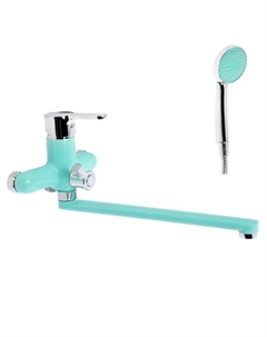 Смеситель для ванны Accoona A7167M, с душевым набором, силумин, бирюзовый