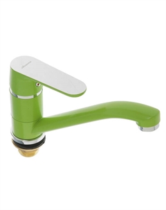 Смеситель для кухни Accoona A4266K, с гайкой, гусак короткий, силумин, зелёный