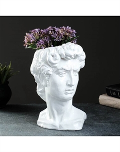 Фигурное кашпо для цветов «Голова Давида», 400 мл, 28×19×17 см, гипс, белое Хорошие сувениры