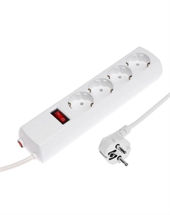 Сетевой фильтр, 4 гнезда, 3 м, 10 А, 2200 Вт, с з/к, белый Юнивольт