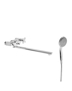 Смеситель для ванны Accoona A7175, двухрычажный, дивертор в корпусе, с душевым набором