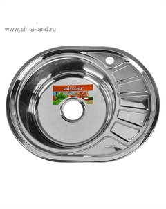 Мойка кухонная Accoona AB4557-L, врезная, левая, толщина 0.6 мм, 570×450×165 мм, глянец
