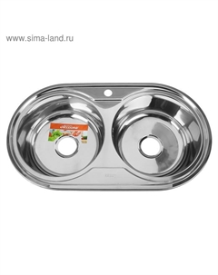 Мойка кухонная Accoona AB4479B, врезная, двойная, толщина 0.6 мм, 790×440×165 мм, глянец