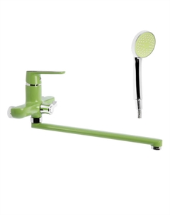 Смеситель для ванны Accoona A7166K, однорычажный, дивертор в корпусе, 35 см, зеленый