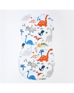 Пелёнка-кокон Динозаврики, фланель 170 г/м, хлопок 100%, рост 62 см Эдельвейс
