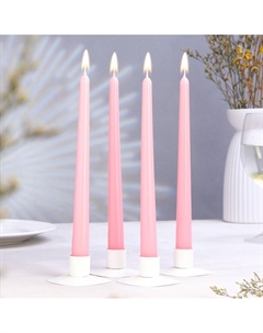 Набор свечей античных, 2.3×24.5 см, 5 ч, 55 г, 4 шт., светло-розовая Омский свечной завод
