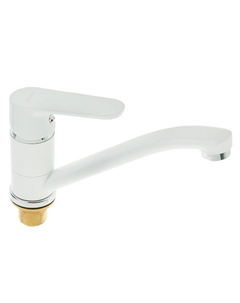 Смеситель для кухни Accoona A4266G, однорычажный, средний излив, с гайкой, силумин, белый