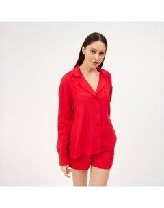 Пижама женская (жакет, шорты), красная, размер 48-50 Kaftan